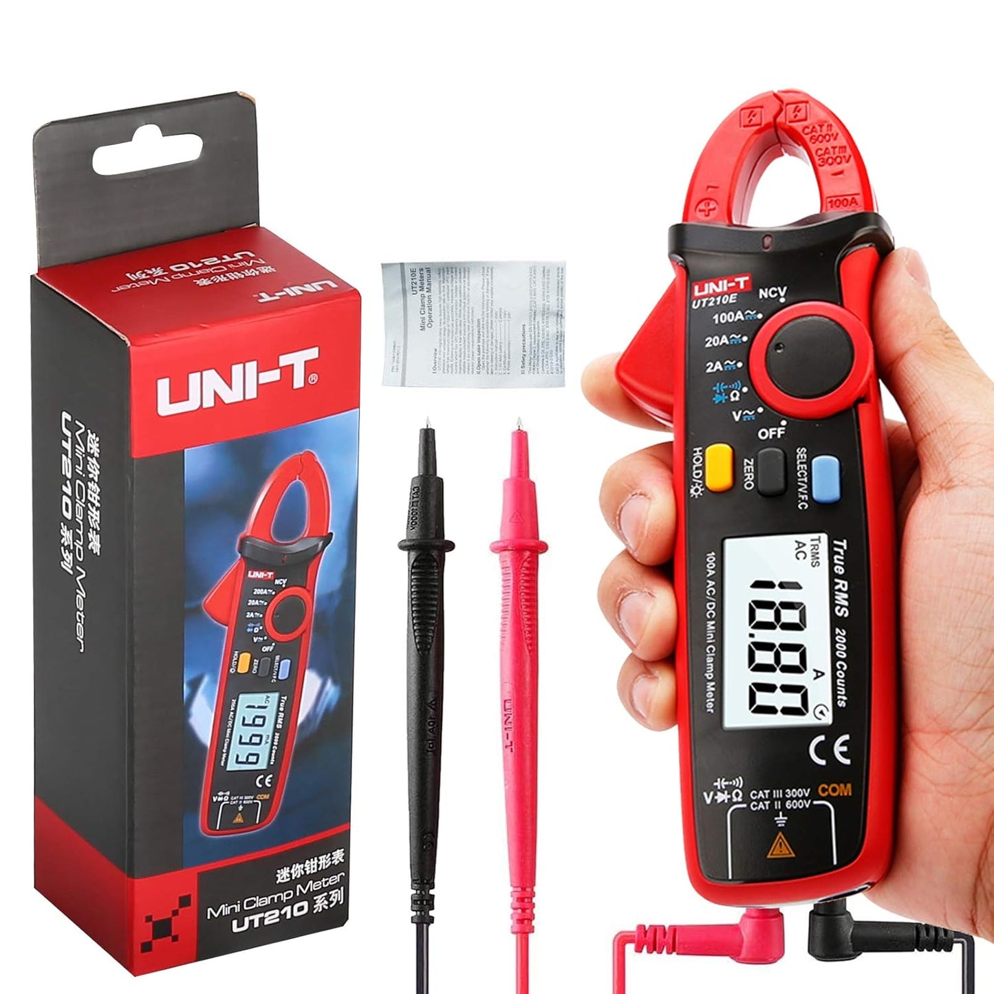 UNI-T UT210E Pro Mini True RMS Digital Clamp Meter – AC/DC Current Capacitance Tester