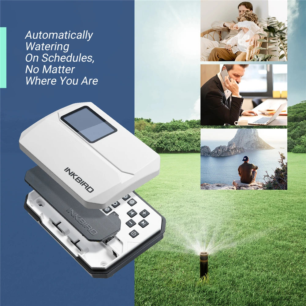 INKBIRD Wi-Fi Smart Sprinkler Controller 8-Zone Watering Irrigation Timer With Free App Monitoring Seasonal Adjustment Rain Skip