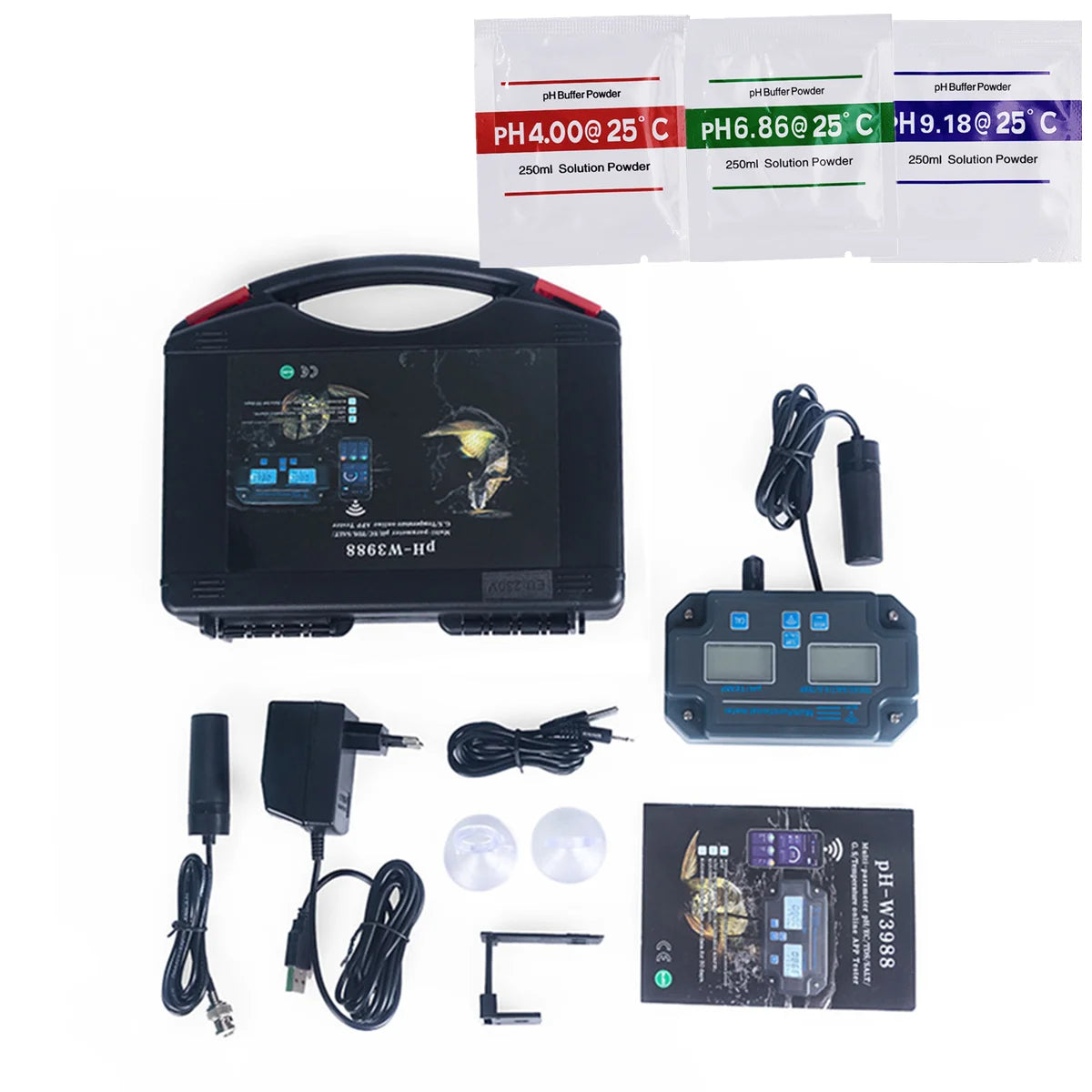 PH-W3988 portable water analyzer with accessories