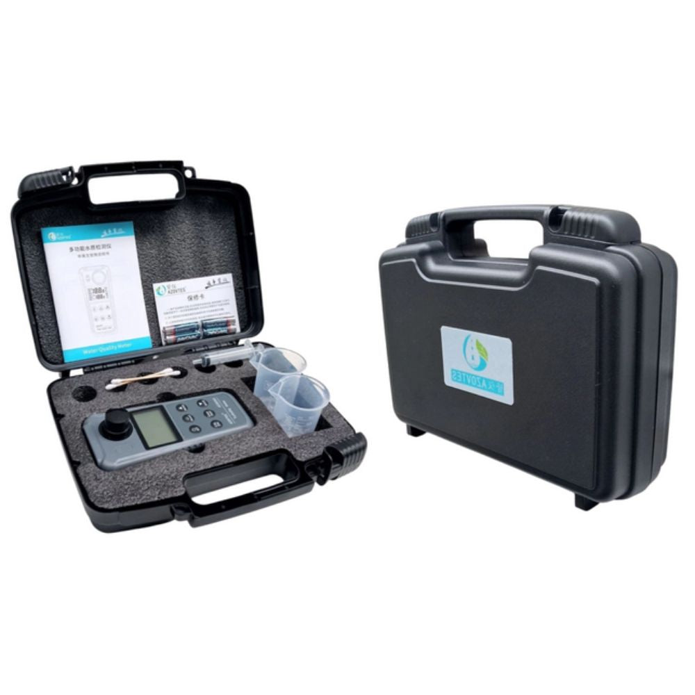 AZOVTES AE86065 Turbidity Meter carrying case – open and closed protective case for portable water clarity meter and turbidity tester set.