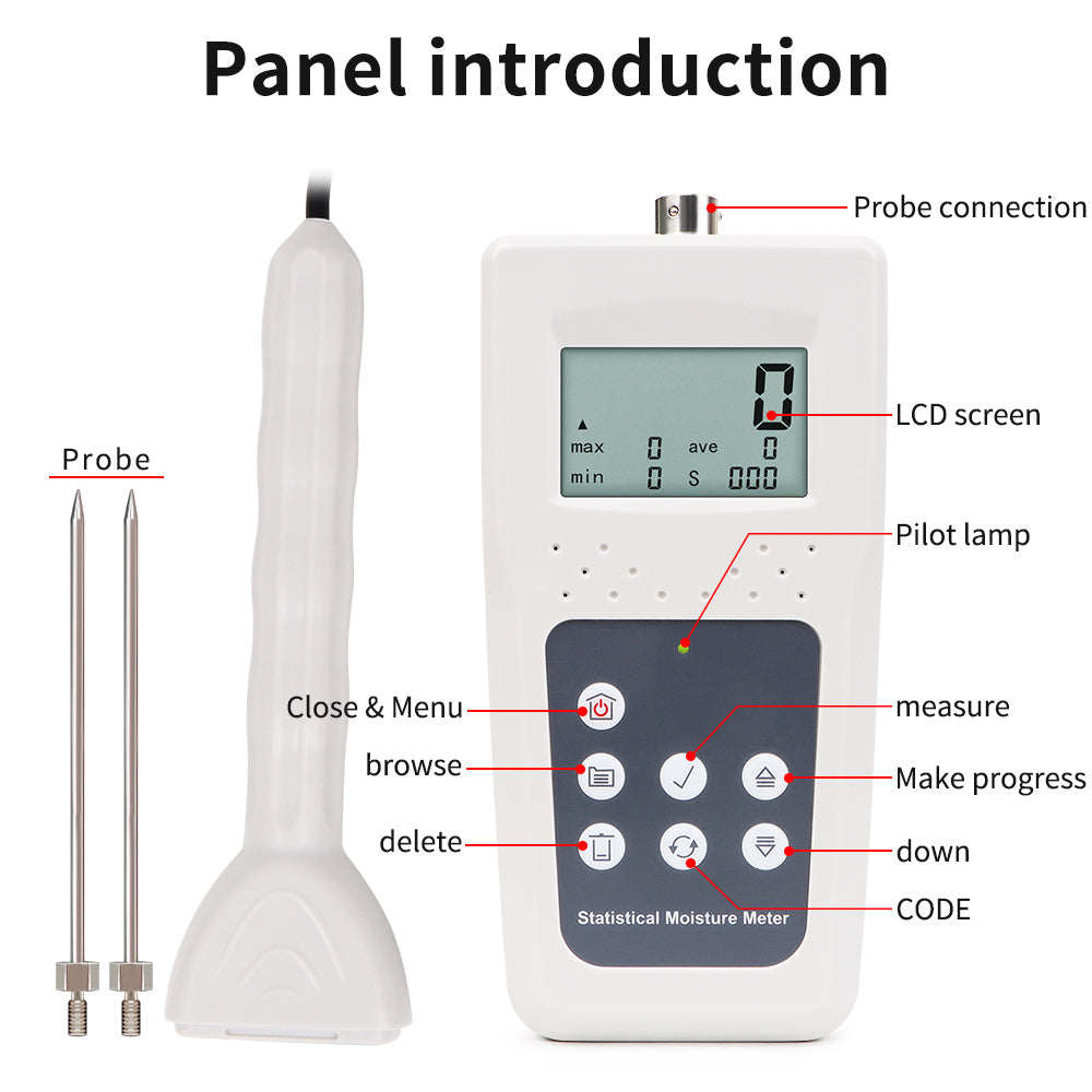 KMS680T Textile Moisture Meter – High-Precision Humidity Tester with Long Pin Probe