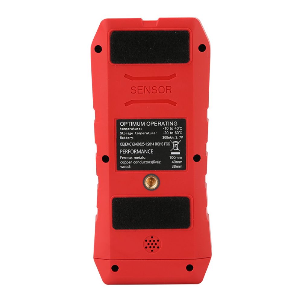 Back sensor view of the UNI-T UT387E wall detector capable of deep scanning ferrous metal up to 100mm depth.