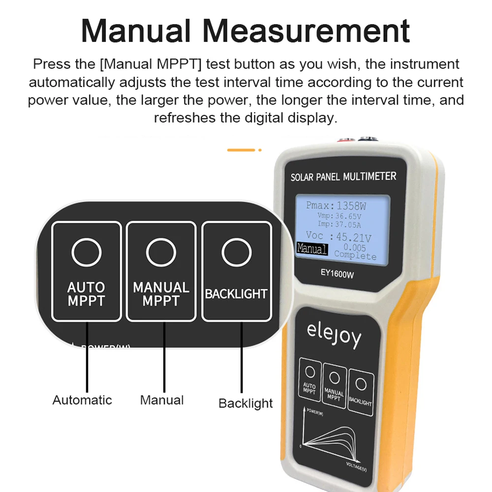 1600W Photovoltaic Panel Multimeter Solar Panel MPPT Tester Open Circuit Voltage Test EY1600W Power Voltage Current Multi Meter
