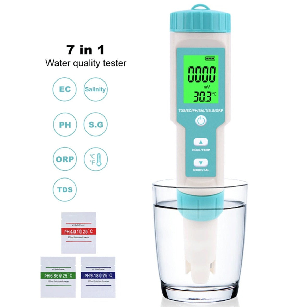 7-in-1 Salinity & Water Quality Meter – Digital Multi-Parameter Tester ...