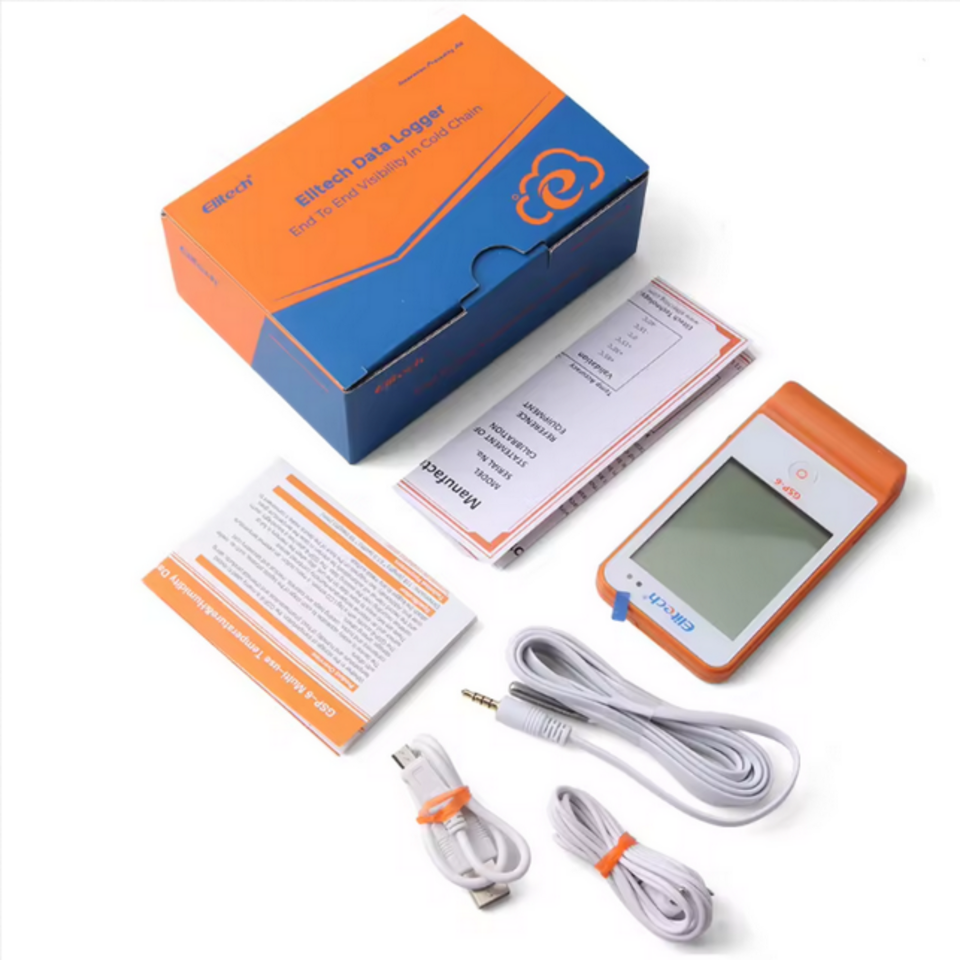 Elitech GSP-6 Temperature Humidity Data Logger and Retail Box with Accessories (Dual Probes, USB Cable, Calibration Certificate and User Manual)