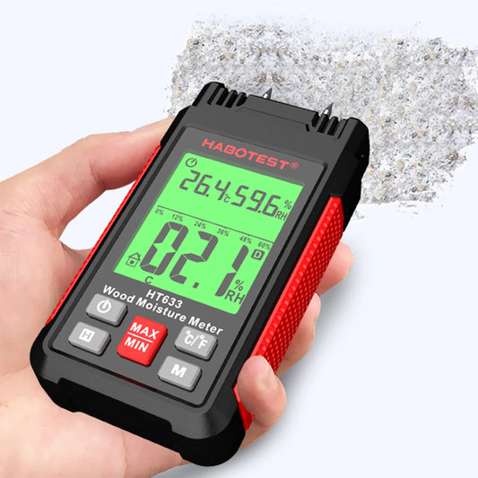 HABOTEST HT633 Wood Moisture Meter Firewood Moisture Tester Drywall Moisture Detector Professional Moisture Content Meter