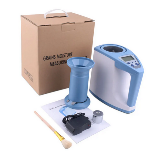 Grains moisture measuring device with accessories on a white background