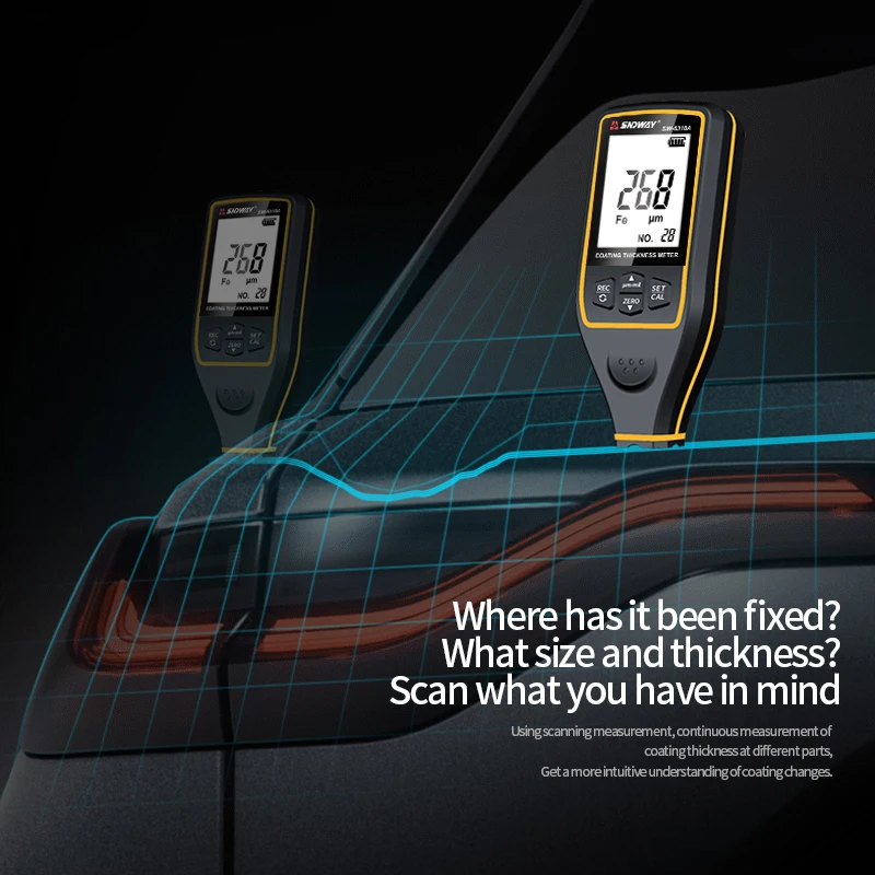 SNDWAY Coating Thickness Gauge For Cars SW-6310A 0.1um/0-1700 FE/NFE Paint Film Thickness Tester Coating Micro Meter Paint Tools