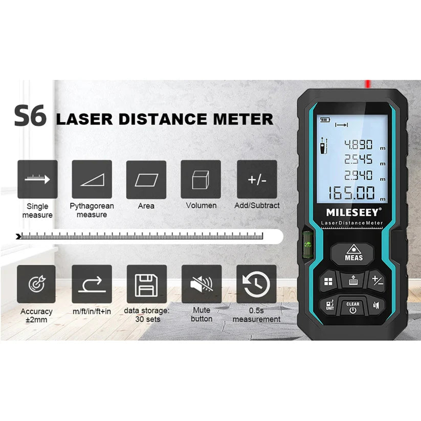 Laser Distance Meter MILESEEY S6 40m | The Ultimate Laser Measuring Tape