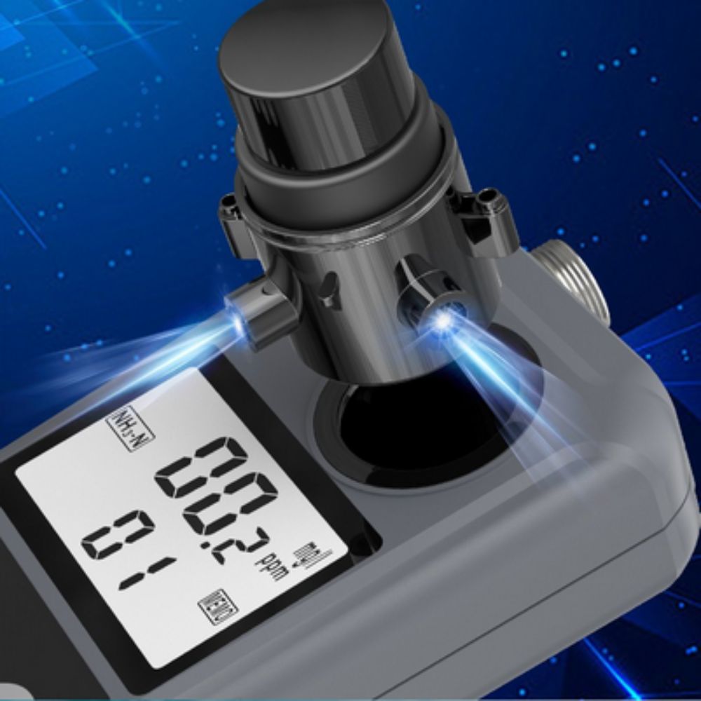 AZOVTES AE86065 Turbidity Meter measuring water sample – demonstration of how to test turbidity using sample insertion holder for lab, field, and on-site water analysis