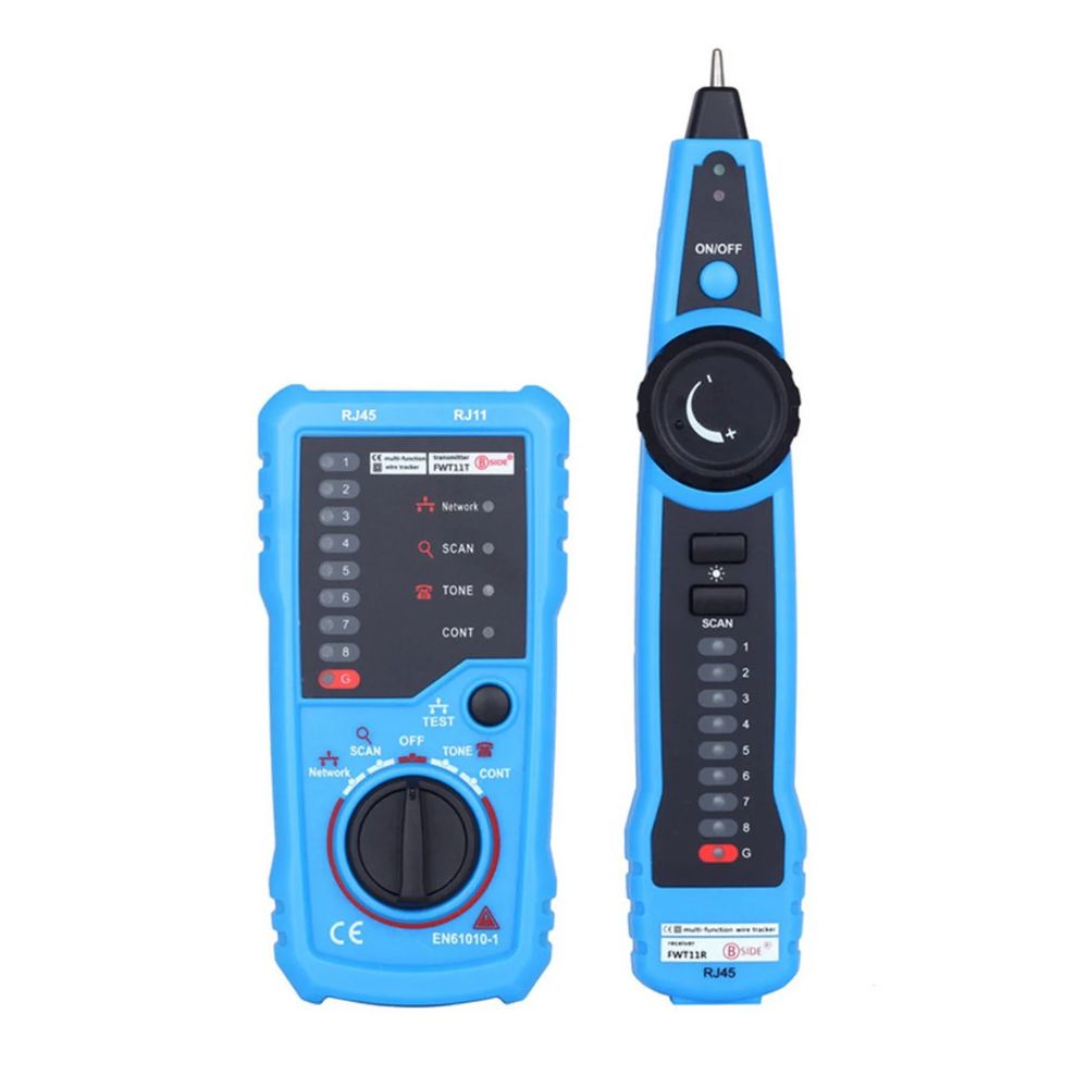 BSIDE FWT11 handheld LAN cable tester and tracer for routine RJ45 and RJ11 telecom maintenance.