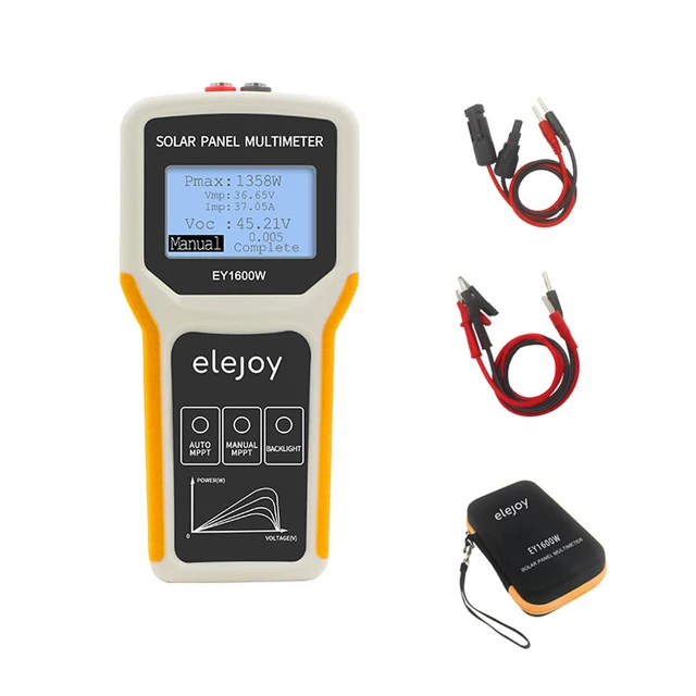 Elejoy EY1600W 1600W Solar Panel Tester with MC4 Cables Alligator Clips EVA Pouch – Complete PV Testing Kit Voc Isc MPPT Power Meter for Solar Panel Installation Commissioning Maintenance Sri Lanka