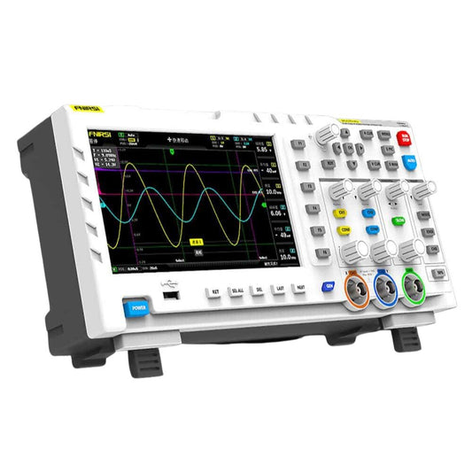 FNIRSI 1014D 100MHz 2-Channel Digital Oscilloscope front view with 7-inch color display showing dual-channel waveform - Portable handheld oscilloscope for electronics testing Sri Lanka.