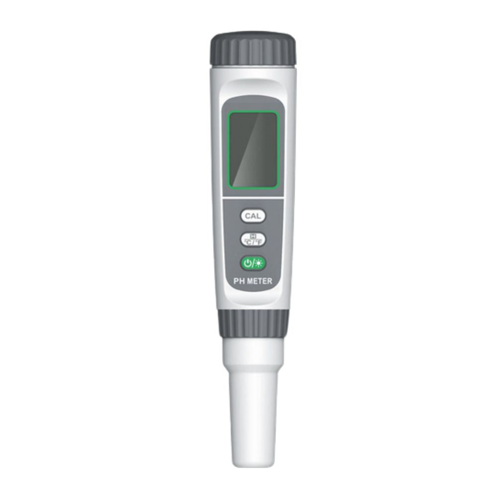HABOTEST HT631A pen-type pH tester with backlit LCD showing pH and temperature display – front view