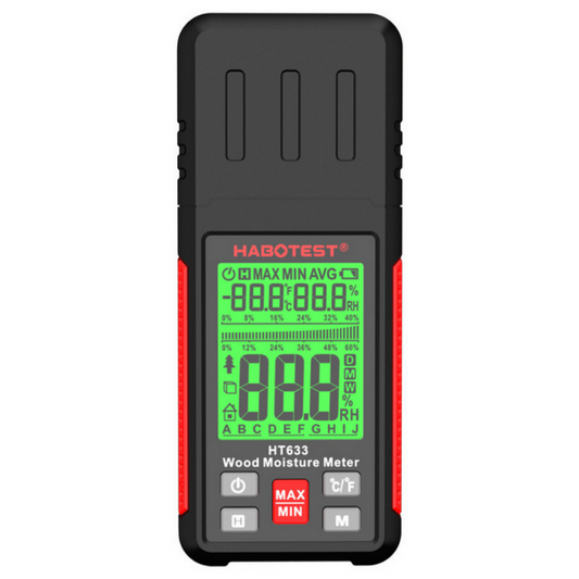 Concrete moisture meter with digital display on a white background