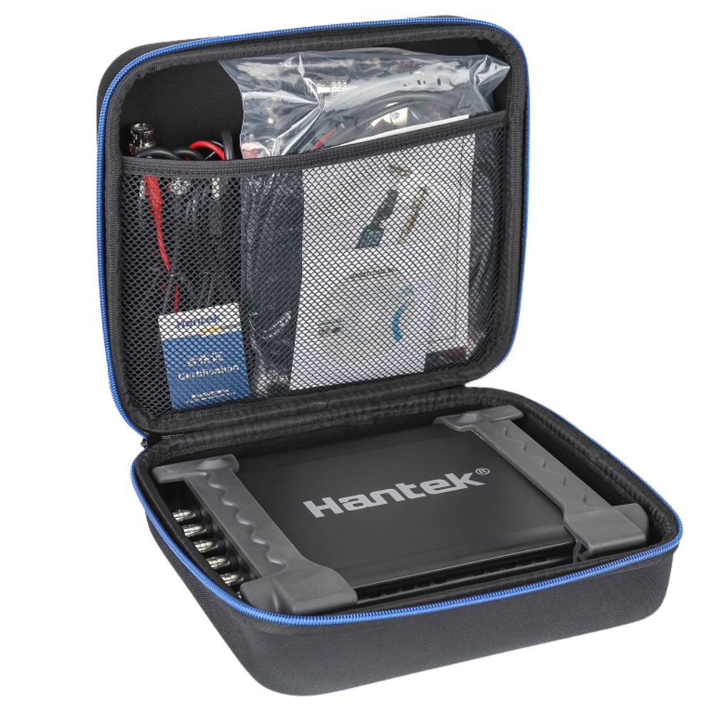 HANTEK 1008C 60MHz 8-Channel PC USB Digital Oscilloscope neatly packed inside protective carrying pouch with test leads - Compact portable automotive diagnostic tool Sri Lanka.