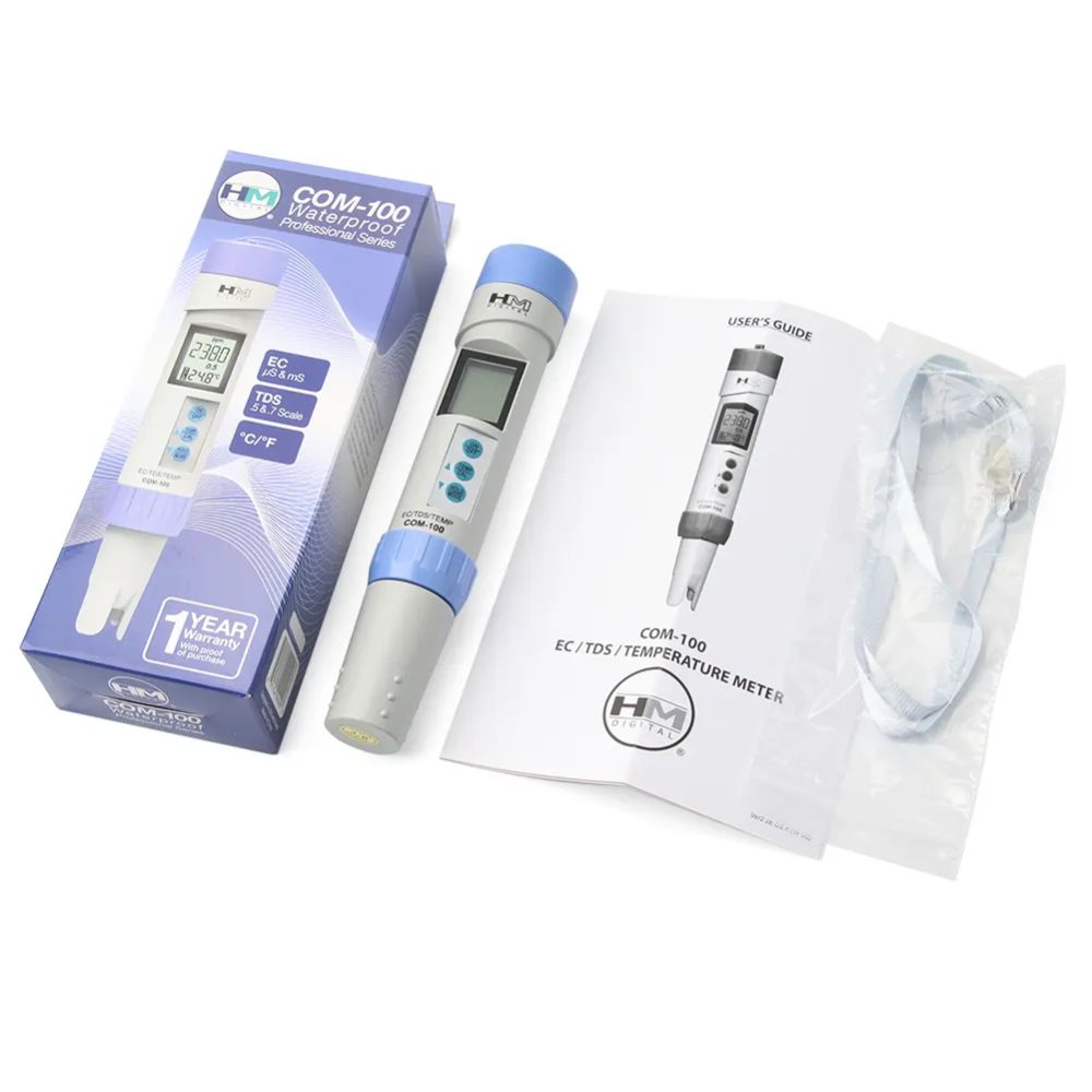 HM Digital COM-100 TDS and EC meter full set with accessories and user manual