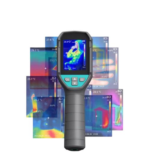 Mileseey Tomographic camera with thermal imaging display on a white background