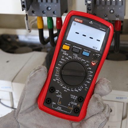 Non-Contact Voltage Detection (NCV) Mode on UNI-T UT890C - Safety Check for Live Circuits - LCD Screen Showing Ready Status - Electrician Safety Tool for Wiring Inspection