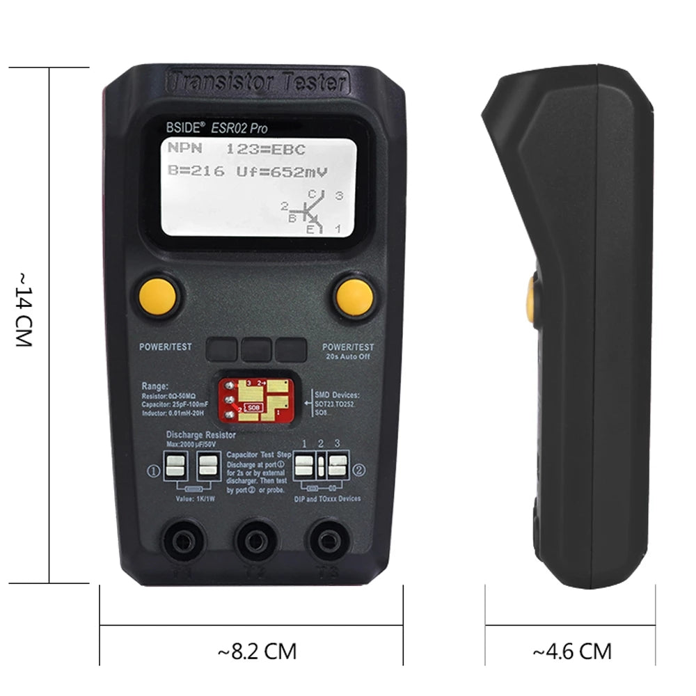 Multi-purpose Transistor ESR/SMD Tester BSIDE ESR02pro Smart Diode Triode Capacitance Resistor Meter LCD meter MOS/PNP/NPN test