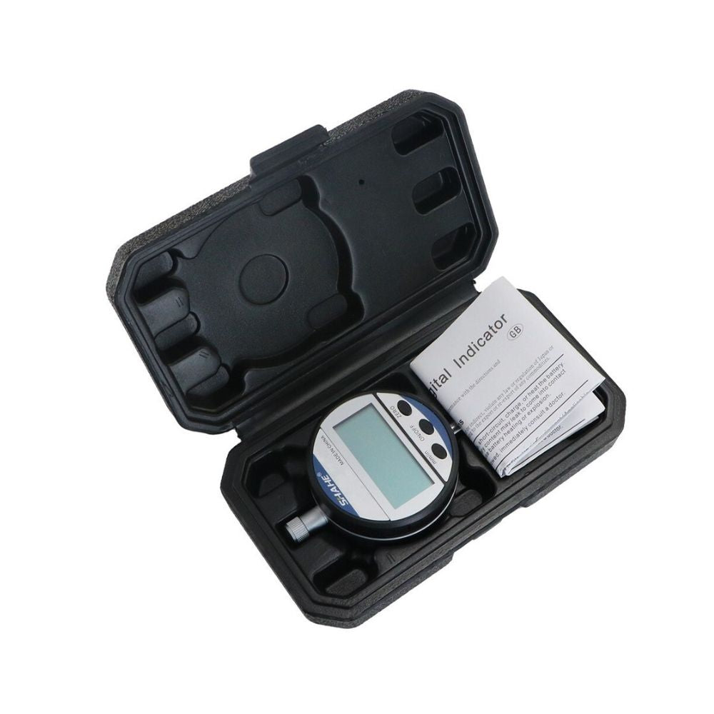 SHAHE 5307 Digital Dial Indicator Complete Kit Probe Clamp Battery Case - 0-12.7mm Electronic Dial Gauge Measurement Package.