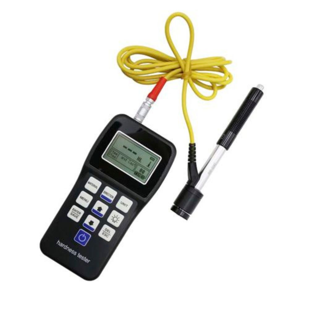 Close-up front view of SHAHE SL-140 portable Leeb hardness gauge – compact handheld metal hardness tester for field NDT inspections and maintenance.