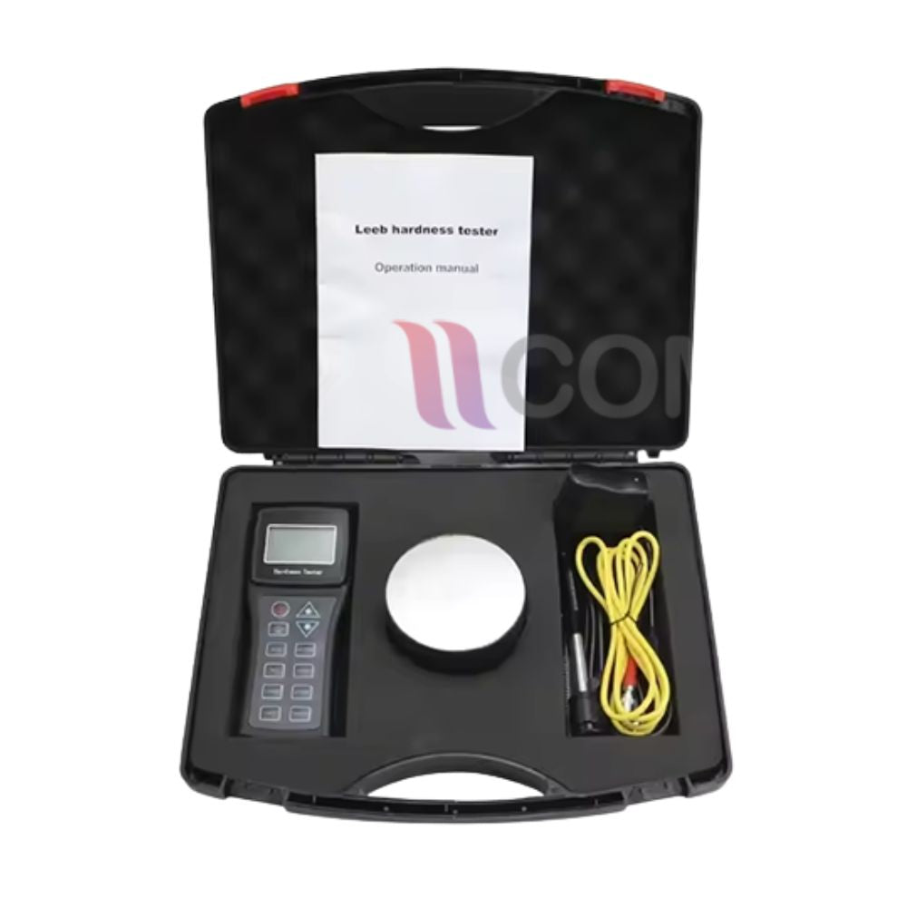 SHAHE SL-150 advanced portable Leeb hardness tester full set – main unit, impact device, test block and accessories for industrial metal hardness testing.