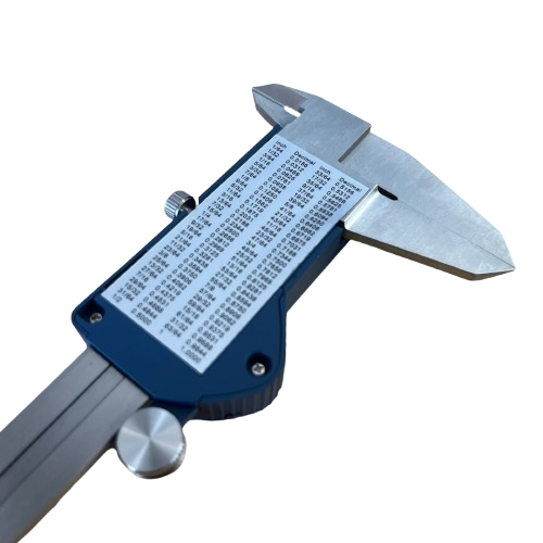 Close-up of the hardened stainless steel jaws of the SHAHE digital vernier caliper