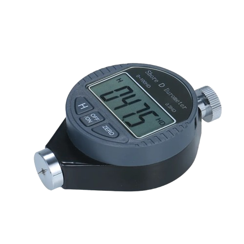 Digital Shore D hardness meter on a white background