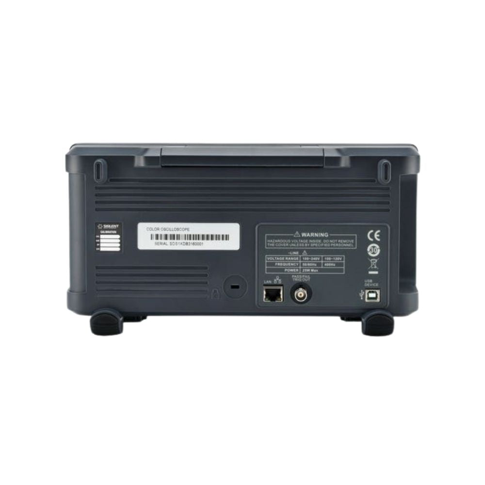 SIGLENT SDS1202X-E 200MHz 2 Channel Digital Oscilloscope rear view showing USB LAN ports, trigger out, power input and cooling vents - Professional benchtop oscilloscope connectivity Sri Lanka.