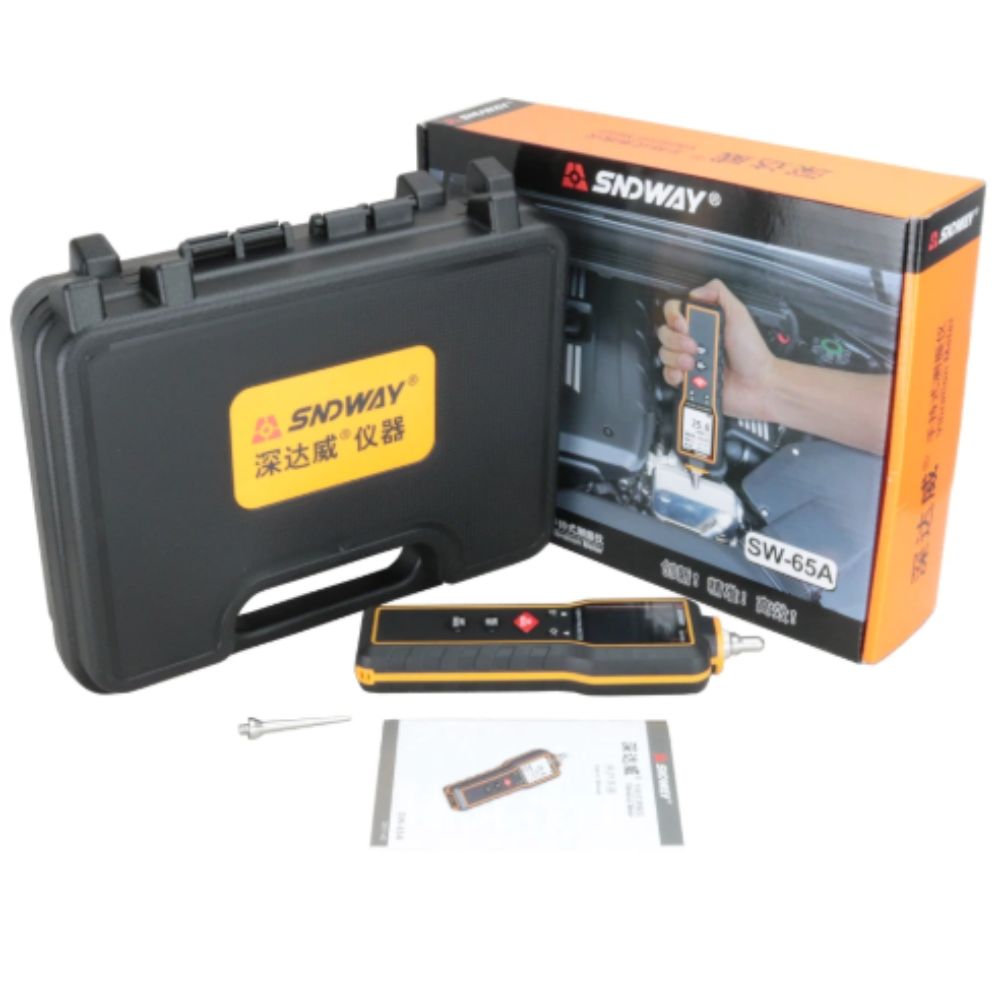 Complete SNDWAY SW-65A vibration analyzer kit, including the main diagnostic unit, piezoelectric accelerometer probes, and multi-channel connecting cables.