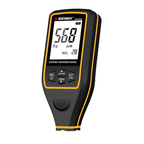 Front view of the SNDWAY SW6310A dft gauge highlighting its measurement sensor and clear digital display