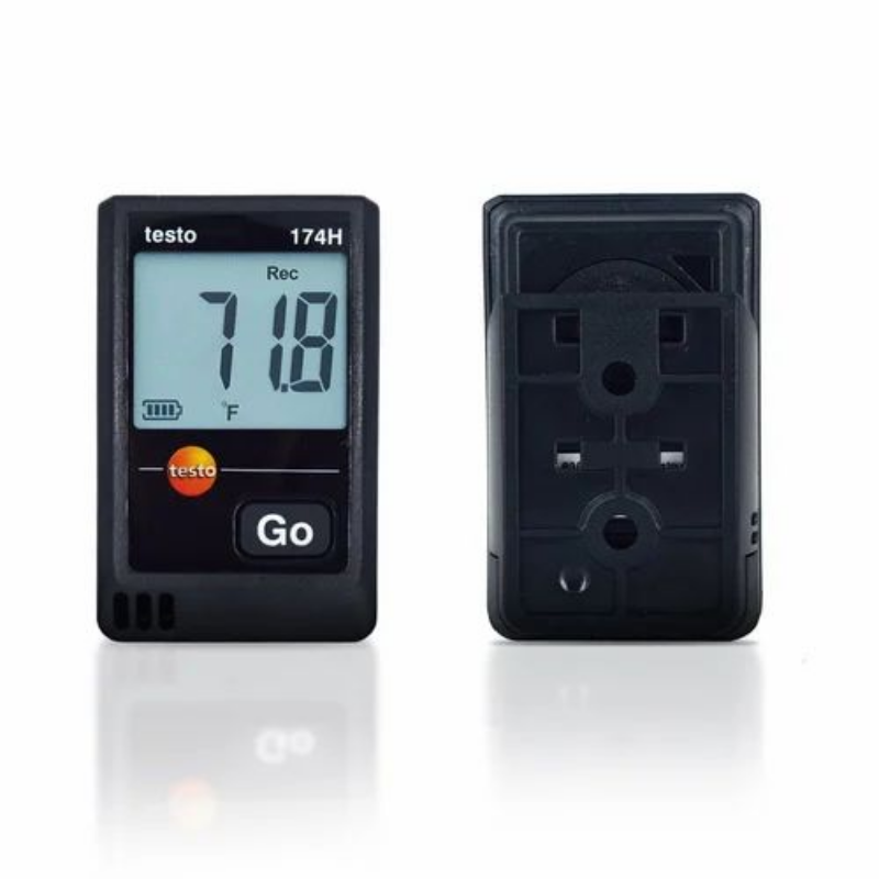 Digital thermometer with display and testo logo on a white background