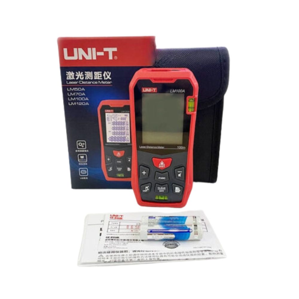 UNI-T LM100A laser measure 100m – complete set with carrying bag and English manual