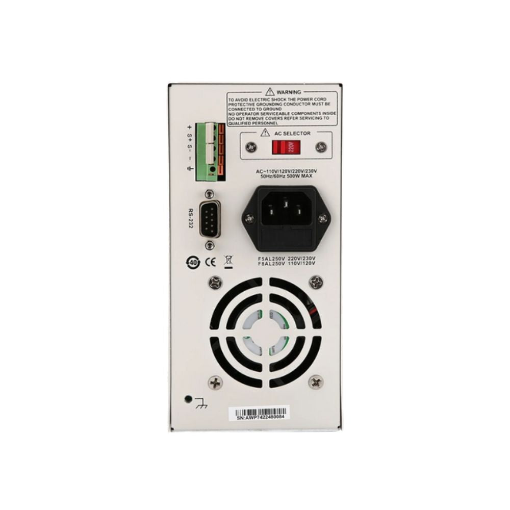 UNI-T UDP6720 programmable 60V switching DC power supply rear panel showing cooling system and connectivity ports, regulated laboratory bench power source for electronics design labs, test benches, repair centers and engineering development environments.