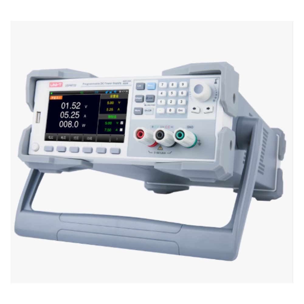 UNI-T UDP6722 400V programmable switching DC power supply standing angle view – compact rackmount high-voltage PSU for automated test systems and production lines.