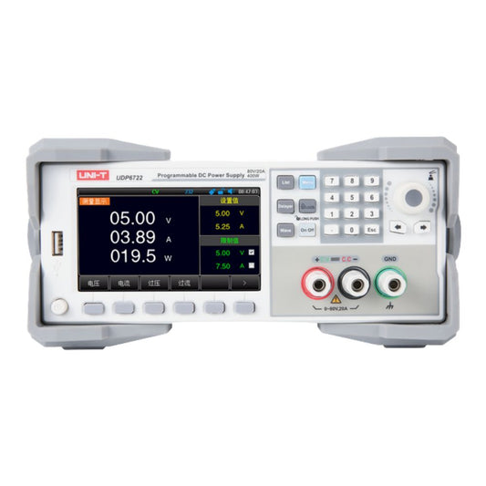UNI-T UDP6722 400V single-channel switching DC power supply front view – ultra high-voltage programmable bench PSU for power electronics testing and industrial labs.