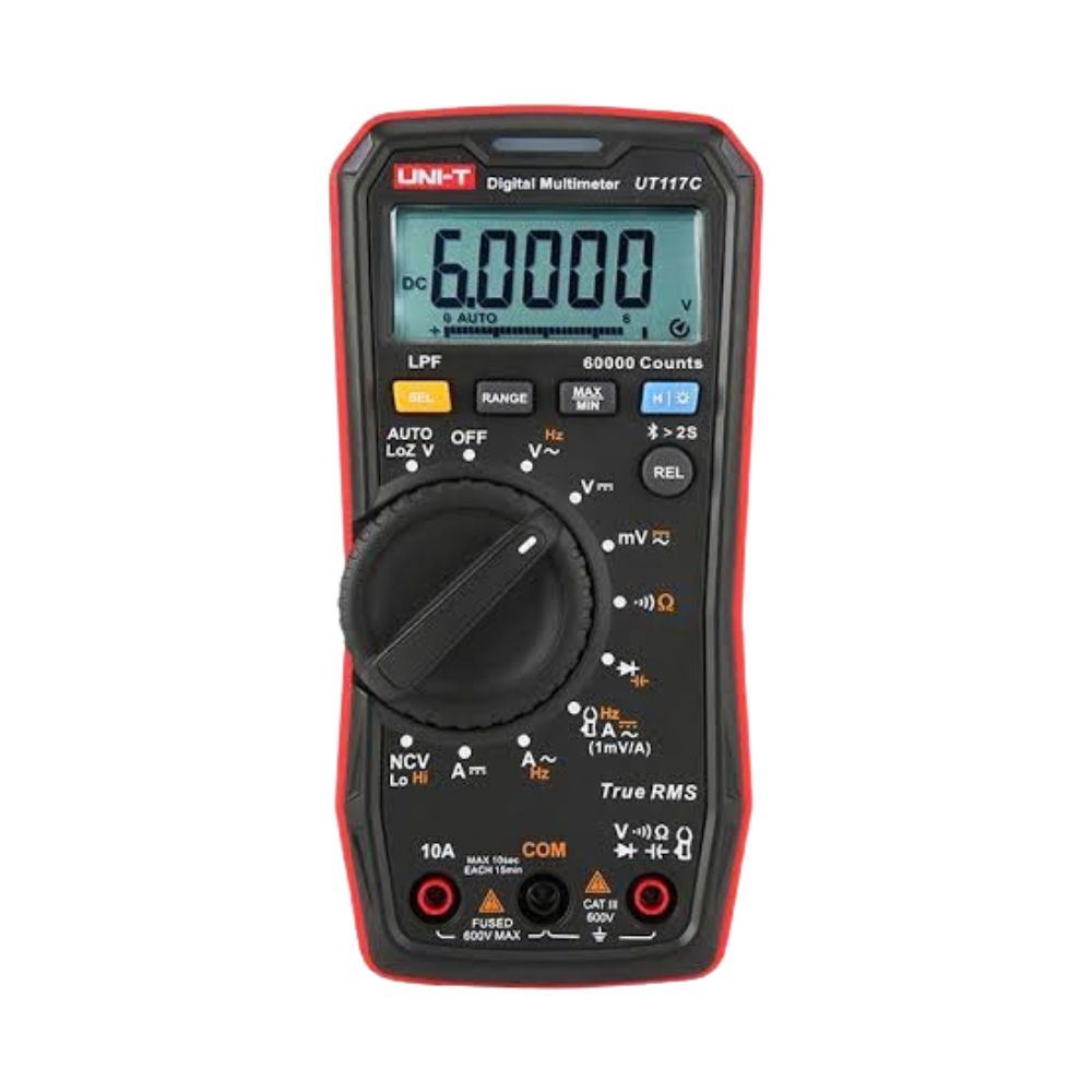 UNI-T UT117C True RMS digital multimeter front view showing 60000-count LCD display and rotary switch