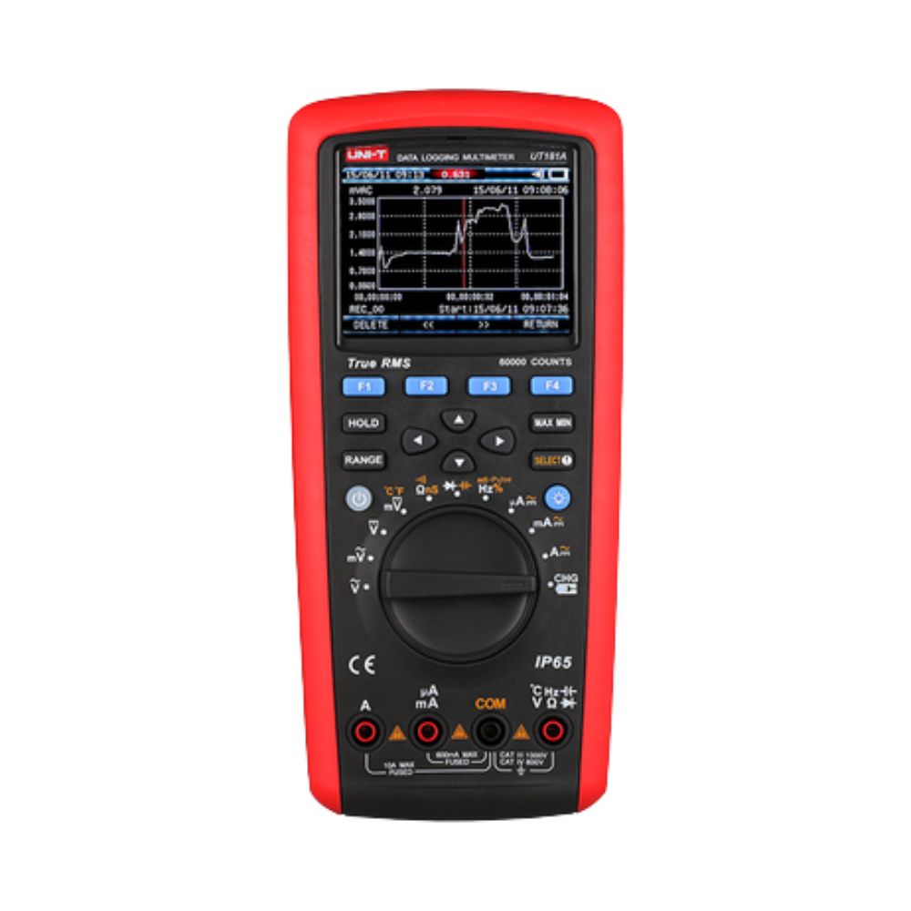 UNI-T UT181A True RMS datalogging multimeter front view showing 3.5-inch color TFT display