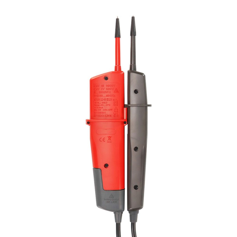 Back side view of the UNI-T UT18E 1000V continuity test equipment, showing the rugged IP65 water-resistant housing and battery compartment.