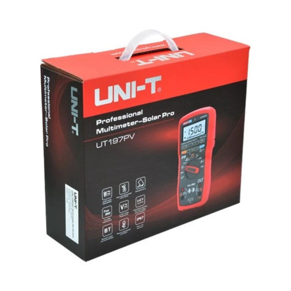 UNI-T UT197PV Solar Pro Professional Digital Multimeter official retail packaging box with IP67 solar testing specifications - Premium industrial multimeter from UNI-T Sri Lanka.