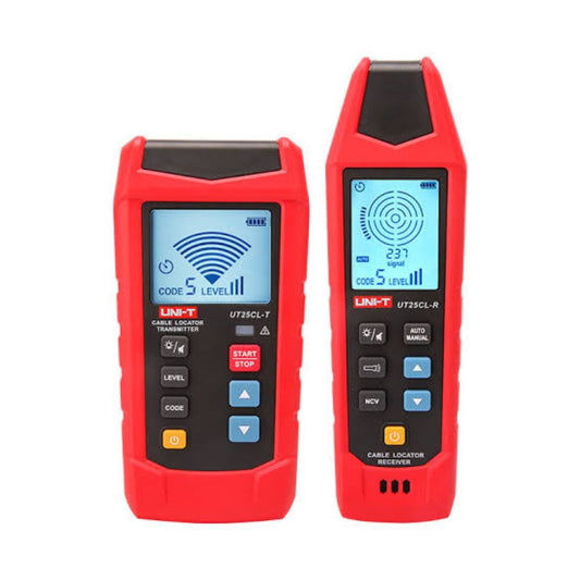 UNI-T UT25CL cable locator front view showing receiver and transmitter unit