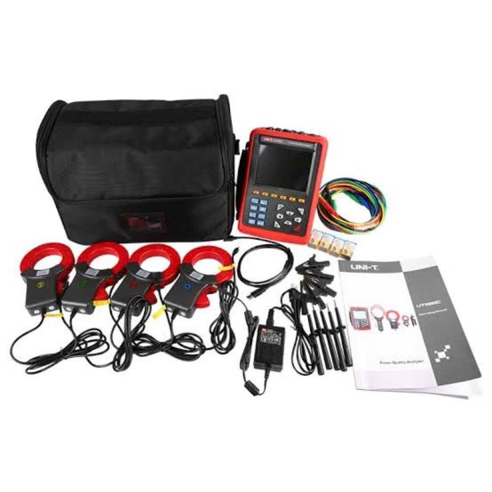 UNI-T UT285C power quality analyzer full set with current clamps, test leads and accessories