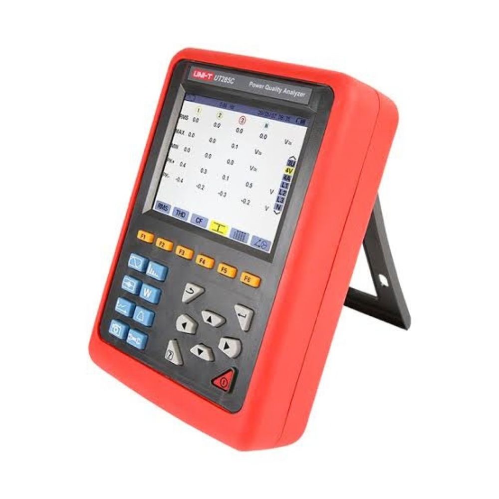 UNI-T UT285C three phase power quality analyzer side view showing ports and body