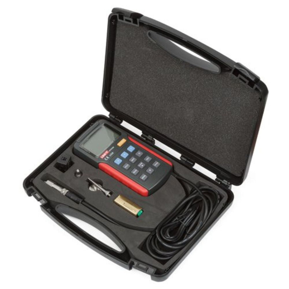 The UNI-T UT315A diagnostic instrument and its measurement accessories neatly arranged inside the rugged carrying case for safe transport across the plant.