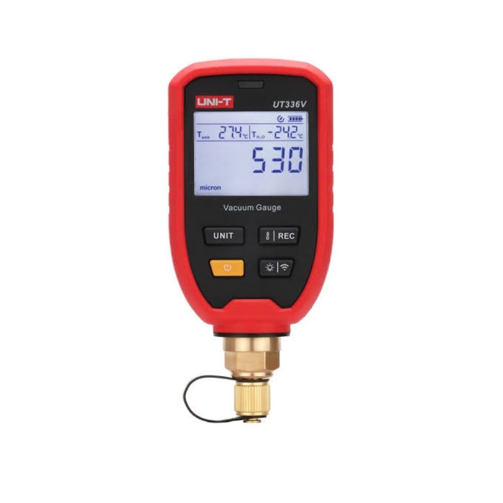UNI-T UT336V Wireless Vacuum Gauge front view showing LCD display and 1/4 inch SAE connector