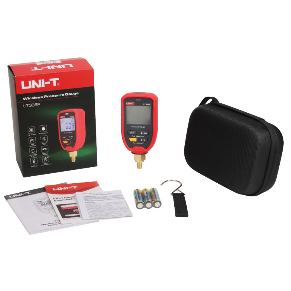 UNI-T UT336V Wireless Vacuum Gauge full set with battery, hanging hook, carrying bag and user manual