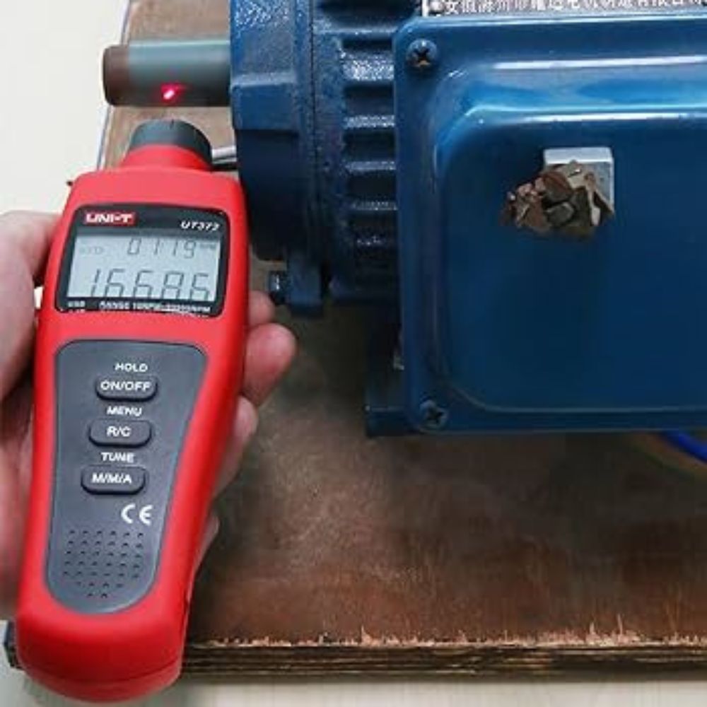 UNI-T UT371 Digital Laser Tachometer Measuring Motor Shaft RPM - Non-Contact Speed Gauge for Fans Motors Shafts Equipment Maintenance.