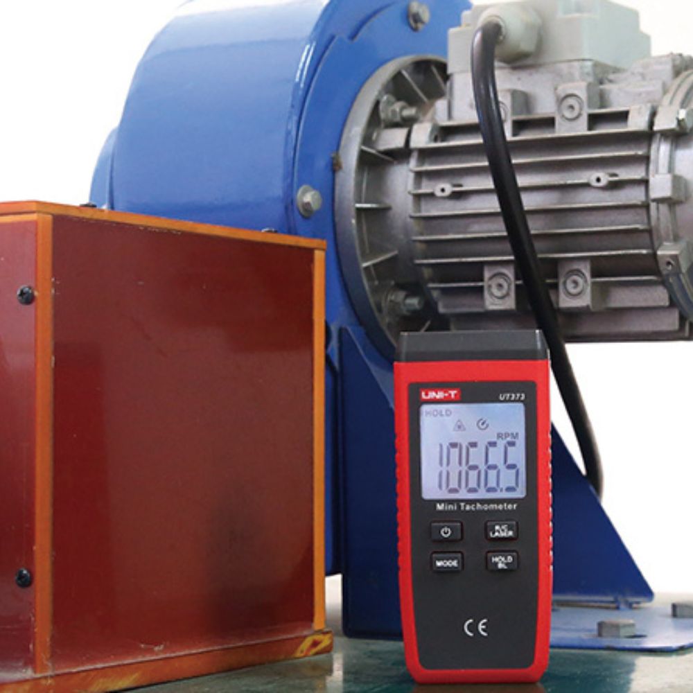 UNI-T UT373 Mini Laser Tachometer Measuring Heavy Duty Motor RPM - Non-Contact Speed Testing for Industrial Motors Shafts Equipment.