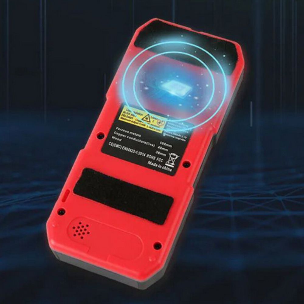 Back side sensor view of the UNI-T UT387D wall metal detector, capable of scanning up to 100mm deep for rebar and pipes.